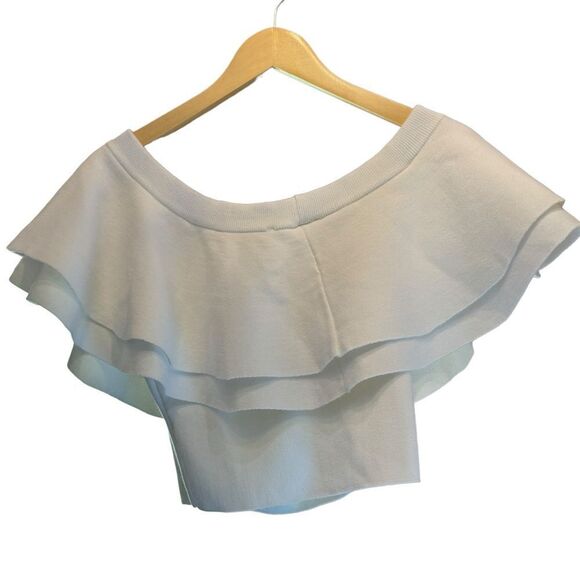 NWT. Pants store August Apparel White Crop Off-Shoulder Blouse. Size Small. - Picture 8 of 9